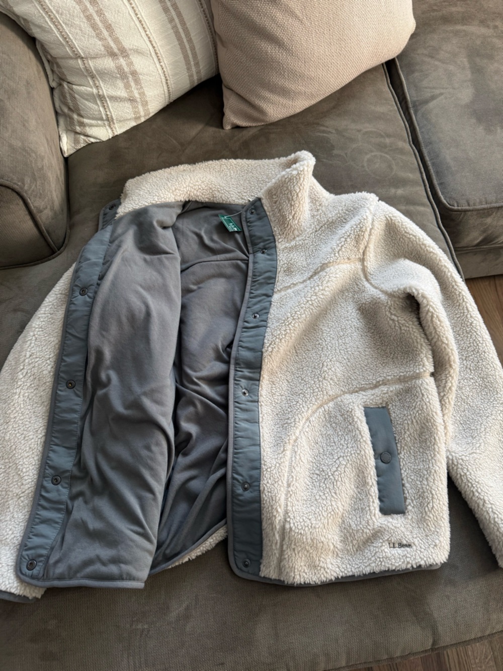 L.L. Bean Soapstone Sherpa Fleece Jacket NWT - Picture 7 of 10